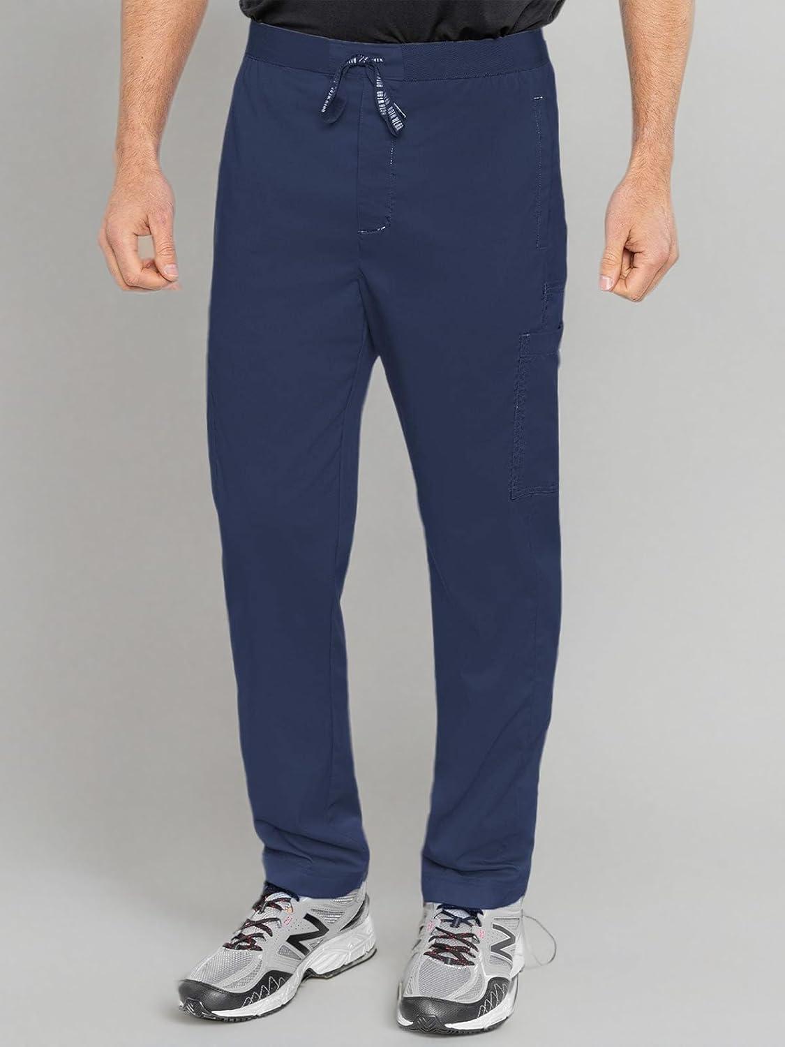 imageMed Couture Mens Straight Leg Scrub Pant with Zip Fly Front 6 Pockets and Elastic Waistband MC7779Navy