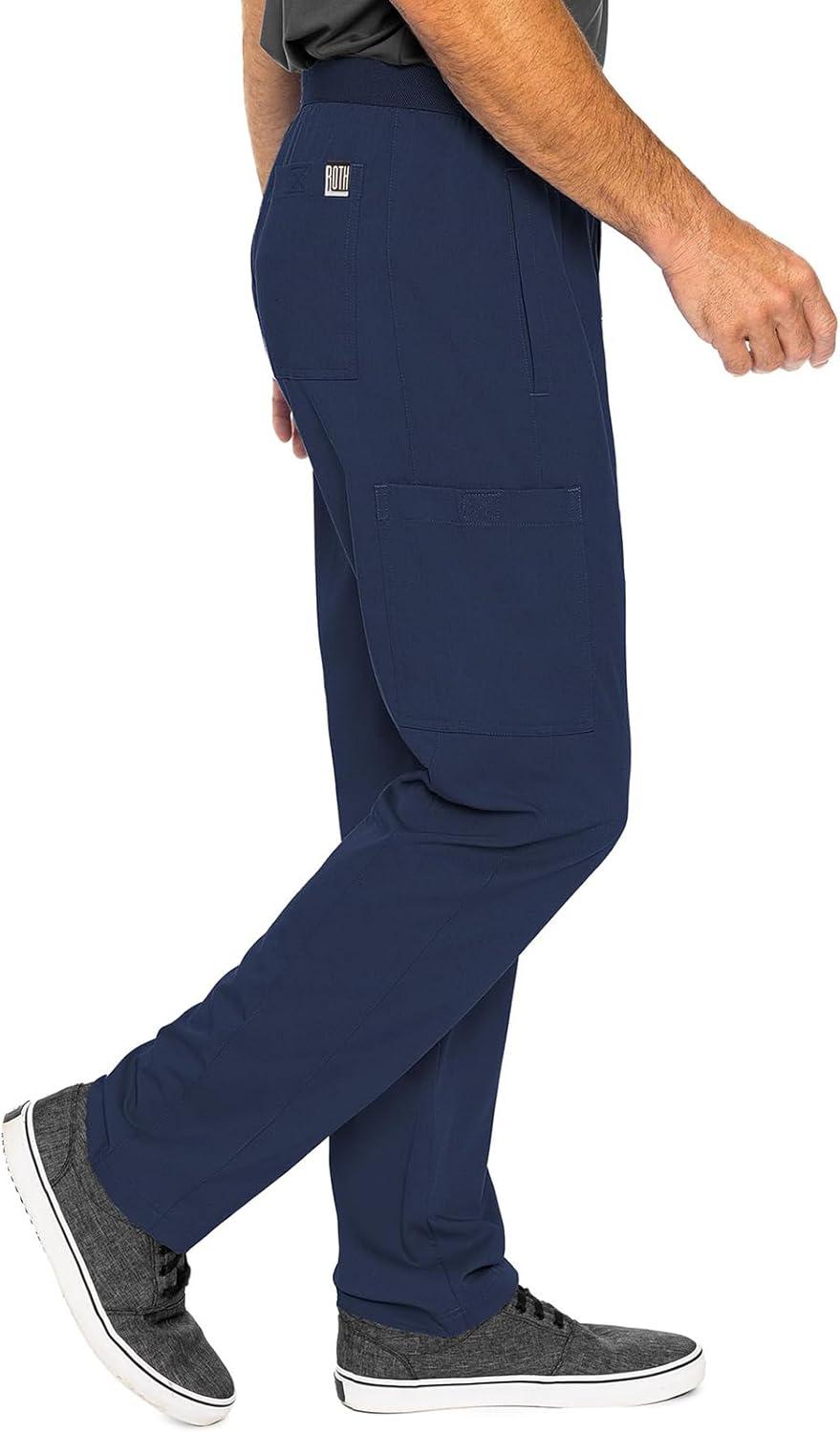 imageMed Couture Mens Straight Leg Scrub Pant with Zip Fly Front 6 Pockets and Elastic Waistband MC7779Navy