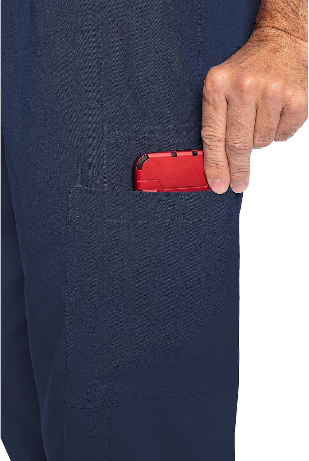 imageMed Couture Mens Straight Leg Scrub Pant with Zip Fly Front 6 Pockets and Elastic Waistband MC7779Navy