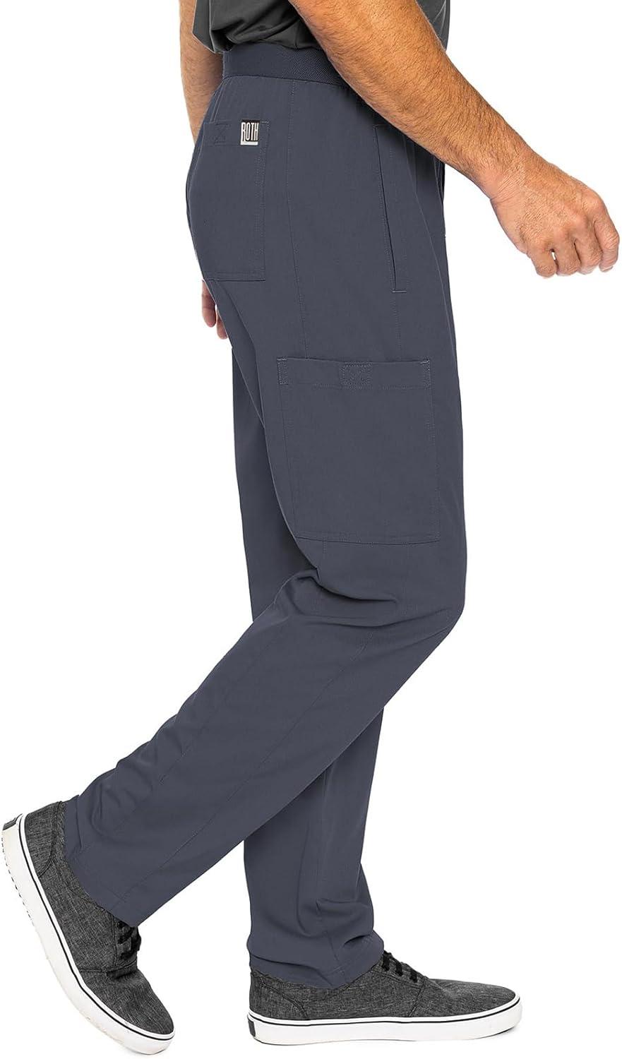 imageMed Couture Mens Straight Leg Scrub Pant with Zip Fly Front 6 Pockets and Elastic Waistband MC7779Pewter