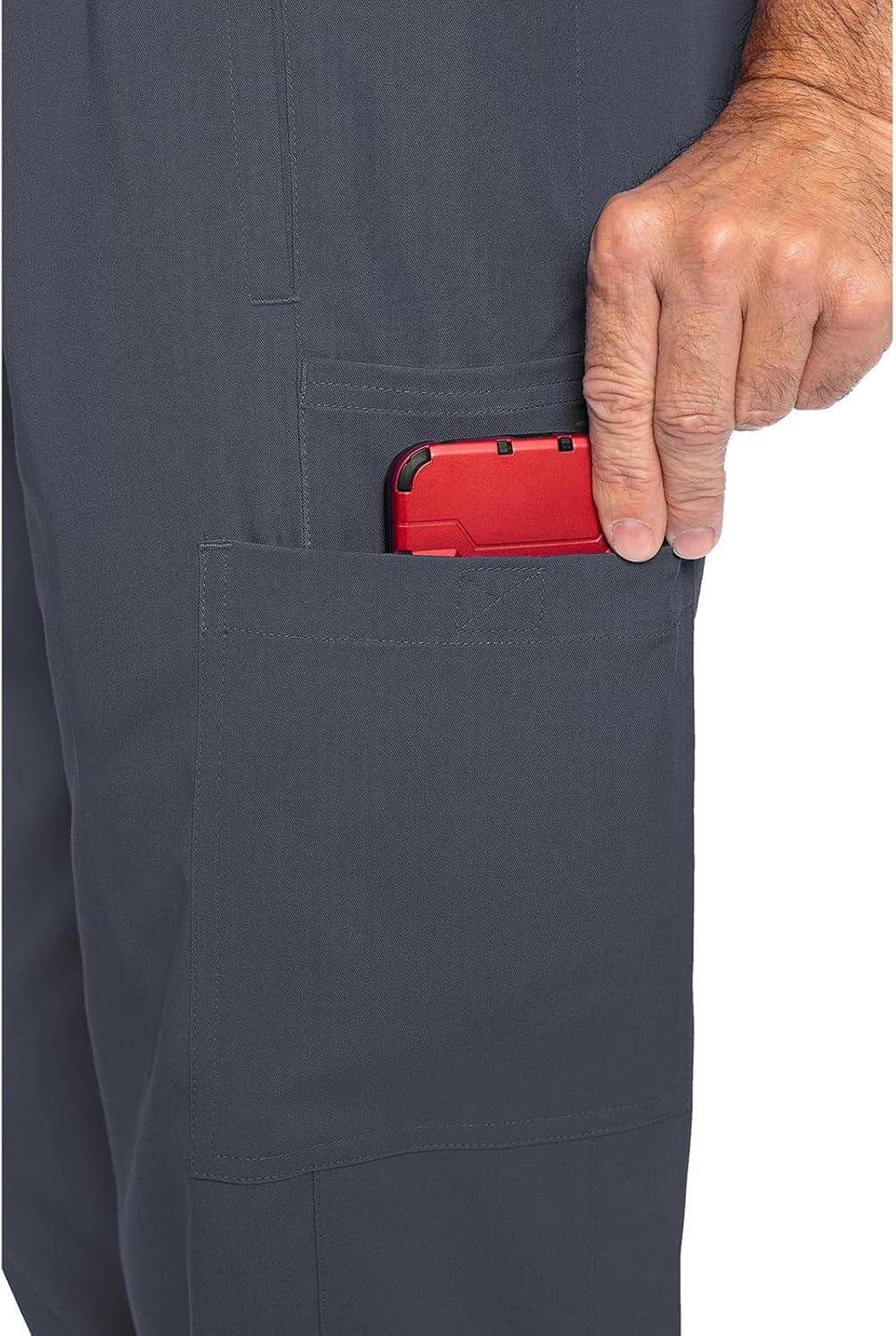 imageMed Couture Mens Straight Leg Scrub Pant with Zip Fly Front 6 Pockets and Elastic Waistband MC7779Pewter