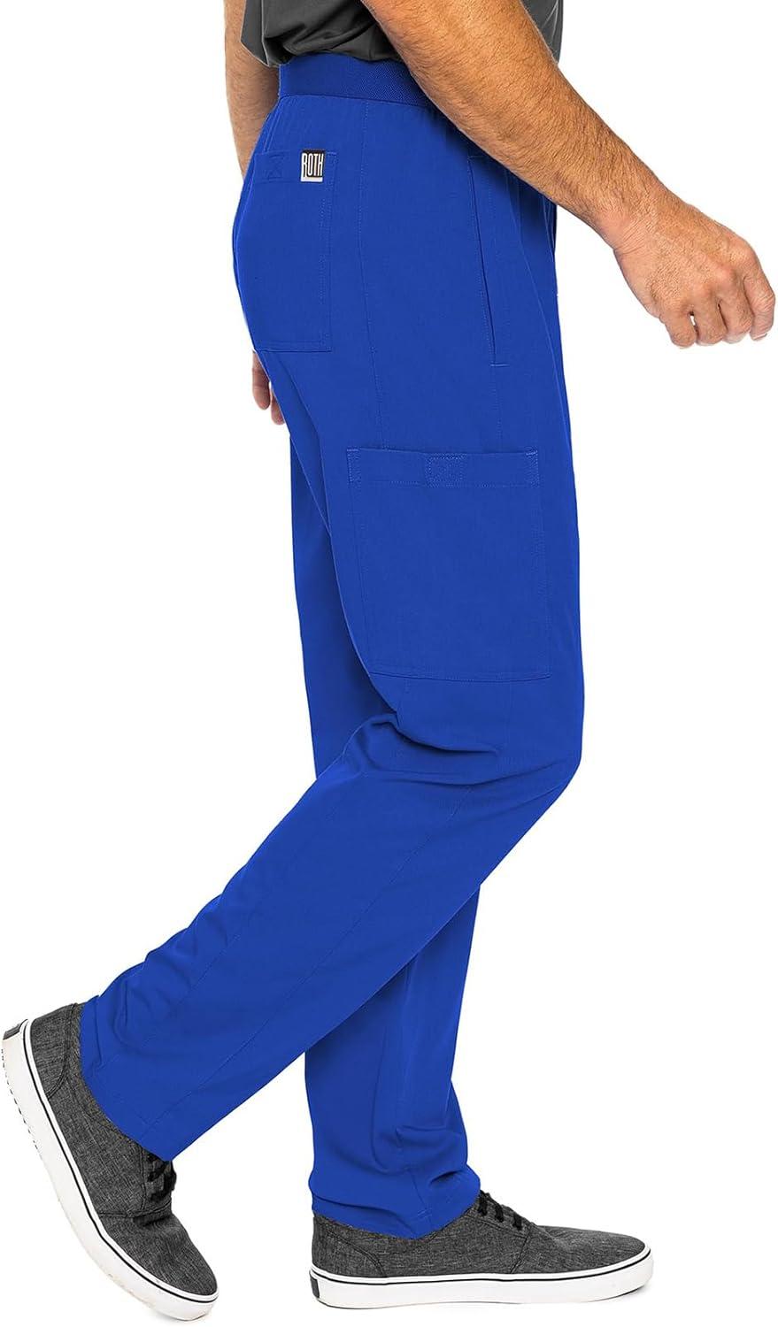 imageMed Couture Mens Straight Leg Scrub Pant with Zip Fly Front 6 Pockets and Elastic Waistband MC7779Royal