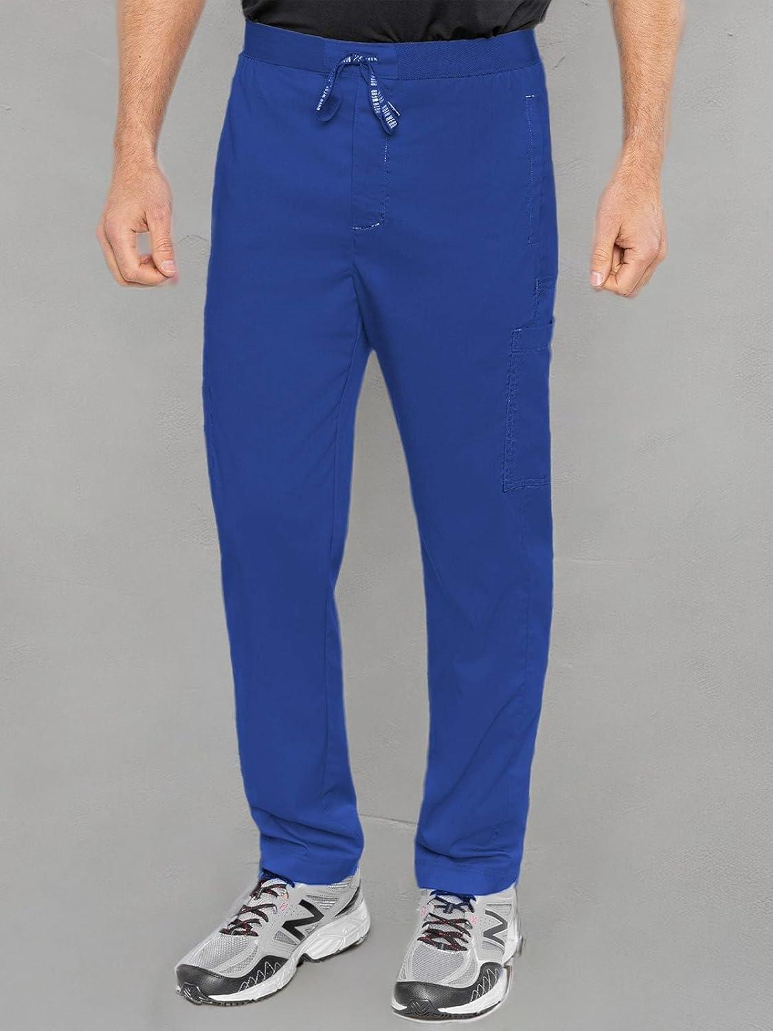 imageMed Couture Mens Straight Leg Scrub Pant with Zip Fly Front 6 Pockets and Elastic Waistband MC7779Royal