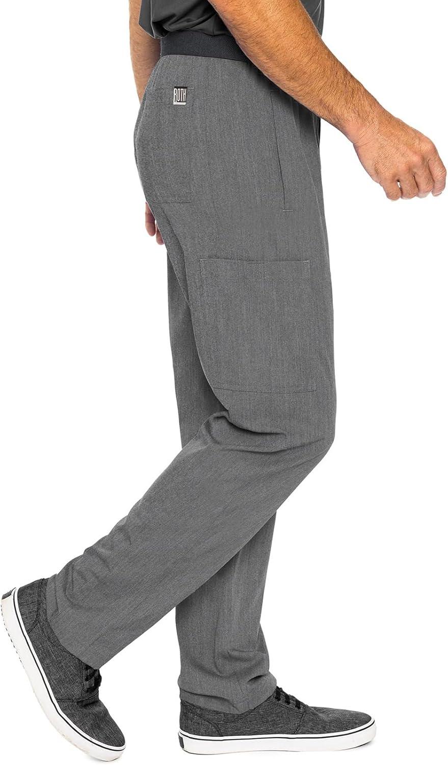imageMed Couture Mens Straight Leg Scrub Pant with Zip Fly Front 6 Pockets and Elastic Waistband MC7779Slate