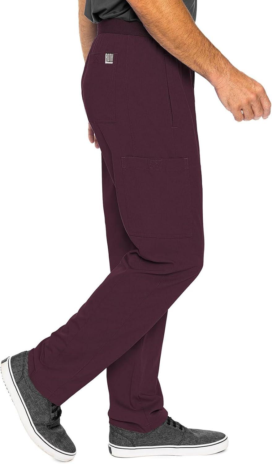 imageMed Couture Mens Straight Leg Scrub Pant with Zip Fly Front 6 Pockets and Elastic Waistband MC7779Wine