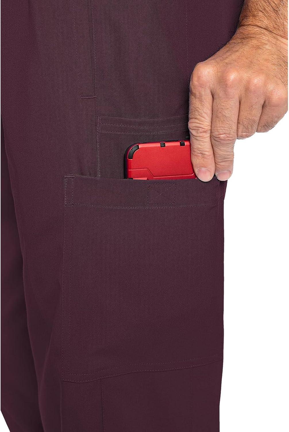 imageMed Couture Mens Straight Leg Scrub Pant with Zip Fly Front 6 Pockets and Elastic Waistband MC7779Wine