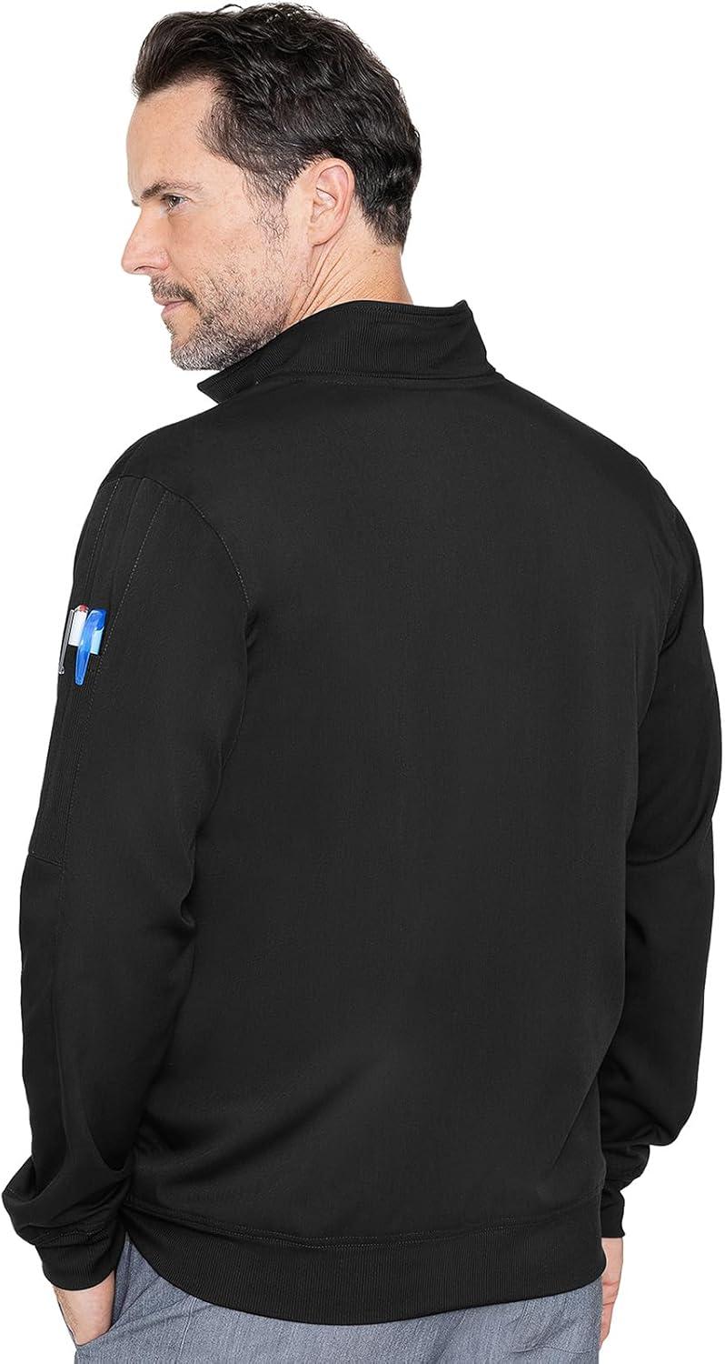 imageMed Couture Mens WarmUp Jacket with 3 Pockets Zip Front Closure and 2Way Stretch Fabric MC7678Black