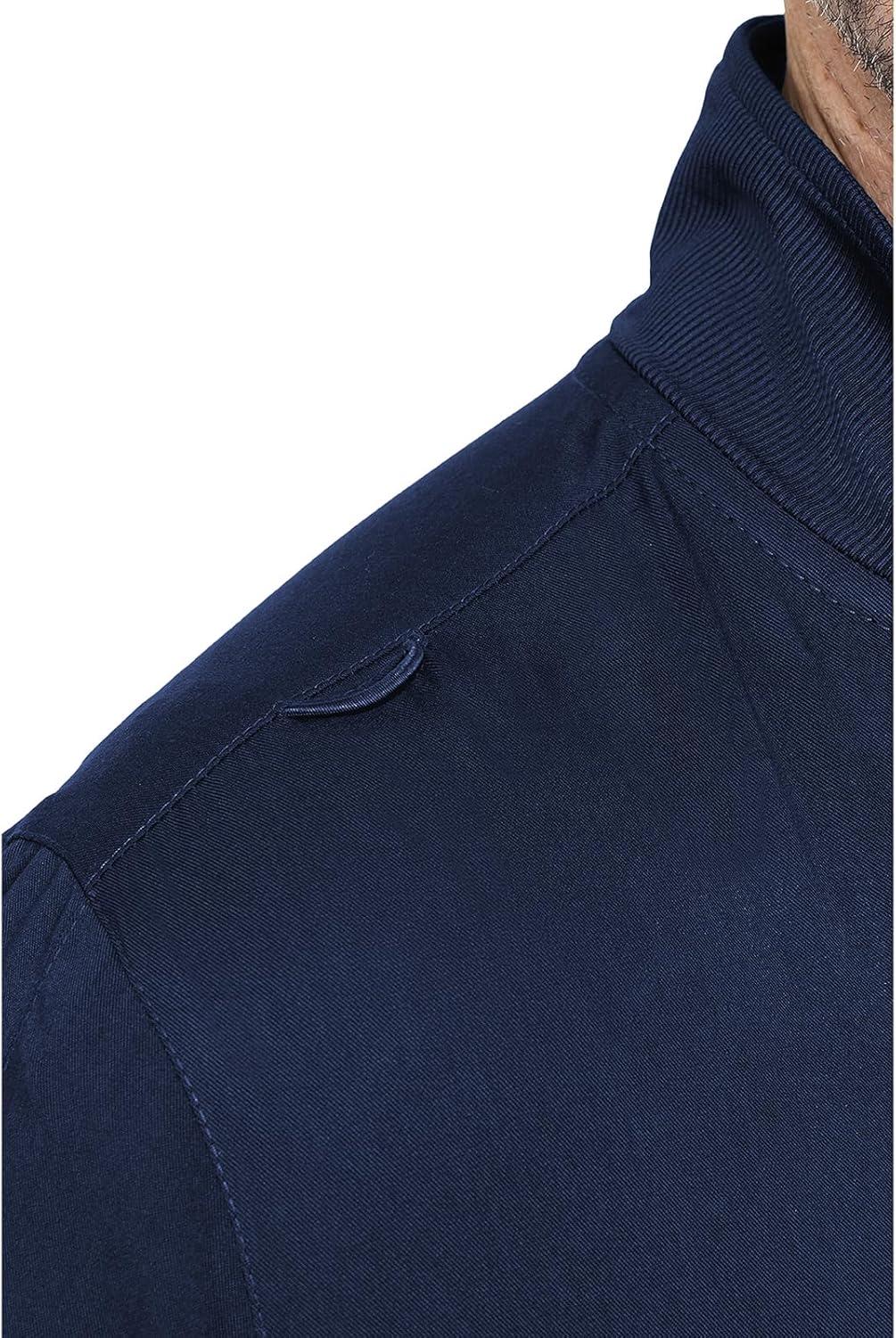 imageMed Couture Mens WarmUp Jacket with 3 Pockets Zip Front Closure and 2Way Stretch Fabric MC7678Navy