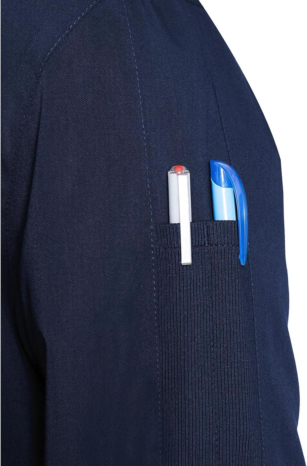 imageMed Couture Mens WarmUp Jacket with 3 Pockets Zip Front Closure and 2Way Stretch Fabric MC7678Navy