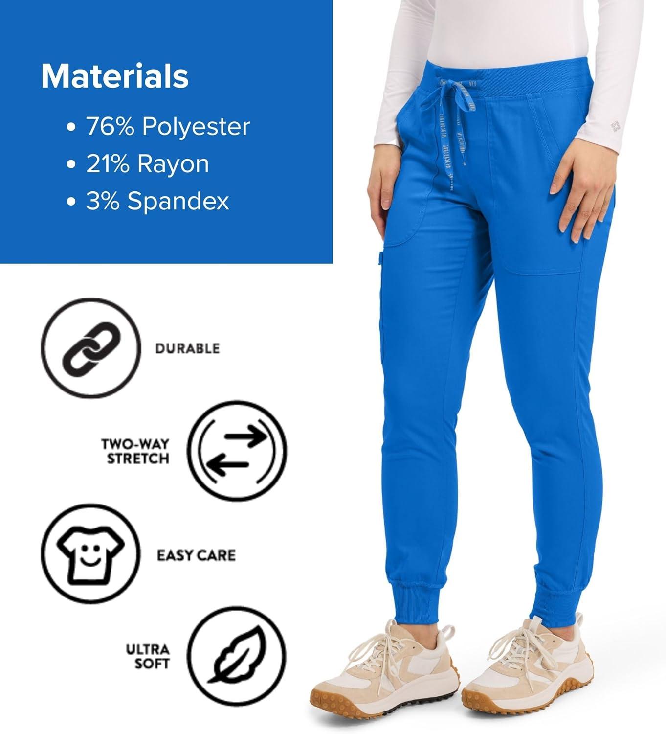imageMed Couture Scrub Pants For Women Cargo Jogger Bottoms with 5 Pockets Lightweight Ultra Soft 2Way Stretch Fabric MC7710Royal