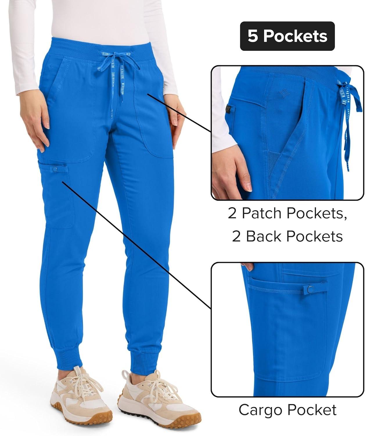 imageMed Couture Scrub Pants For Women Cargo Jogger Bottoms with 5 Pockets Lightweight Ultra Soft 2Way Stretch Fabric MC7710Royal