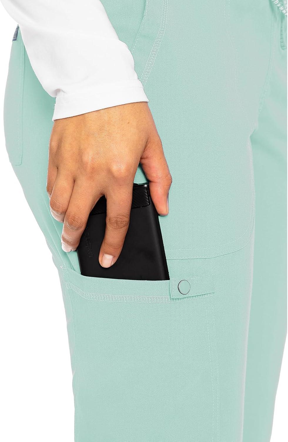 imageMed Couture Scrub Pants For Women Cargo Jogger Bottoms with 5 Pockets Lightweight Ultra Soft 2Way Stretch Fabric MC7710Sea Mist