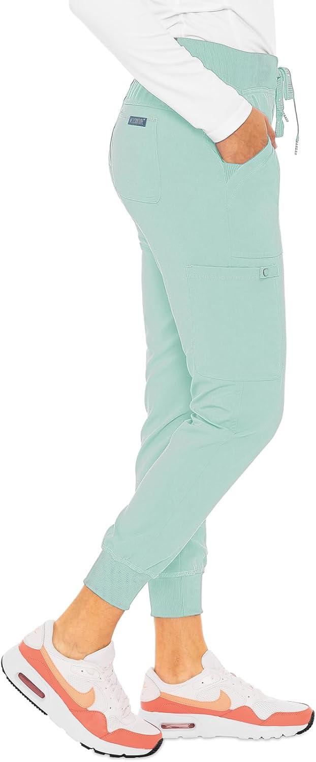 imageMed Couture Scrub Pants For Women Cargo Jogger Bottoms with 5 Pockets Lightweight Ultra Soft 2Way Stretch Fabric MC7710Sea Mist