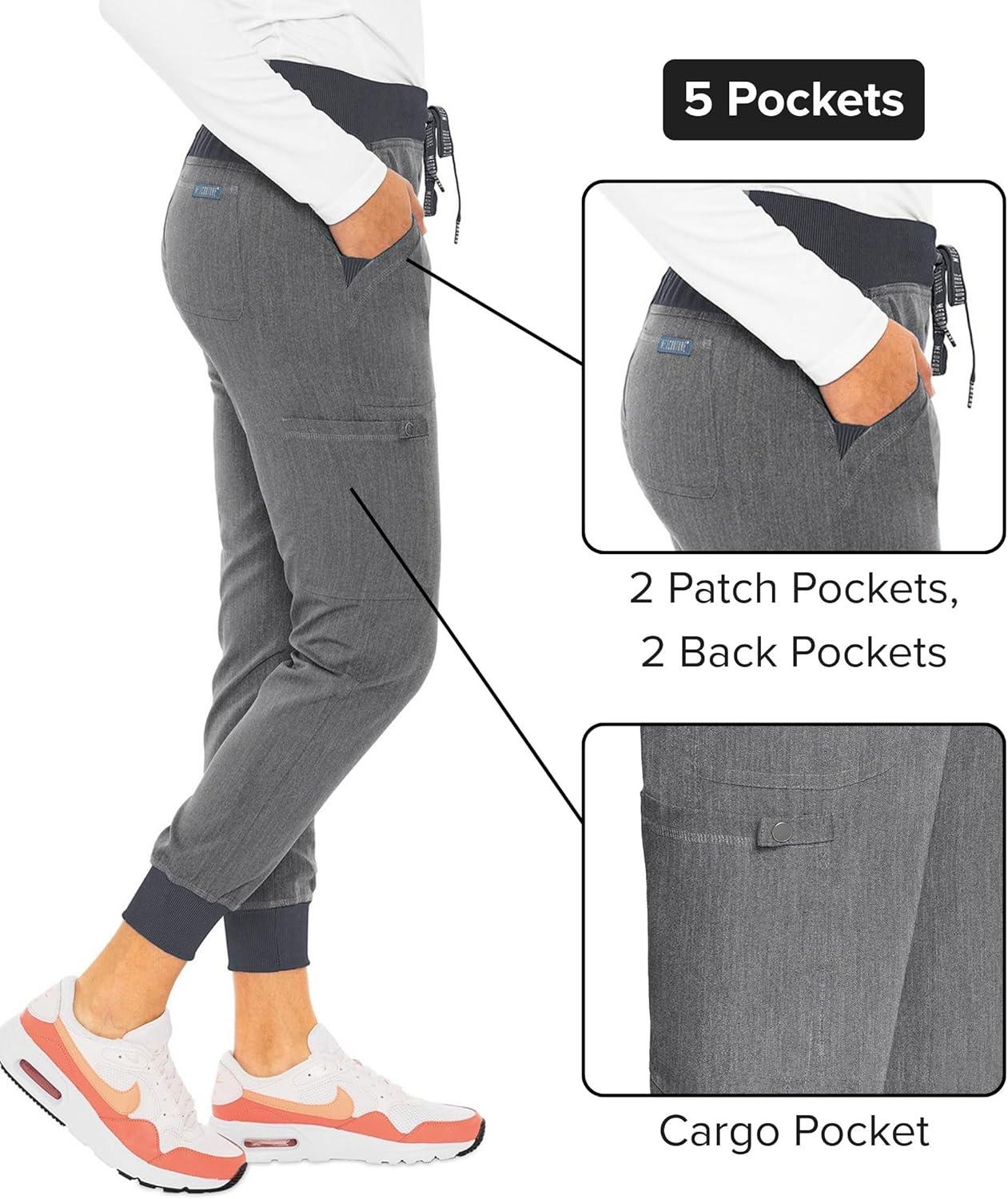 imageMed Couture Scrub Pants For Women Cargo Jogger Bottoms with 5 Pockets Lightweight Ultra Soft 2Way Stretch Fabric MC7710Slate