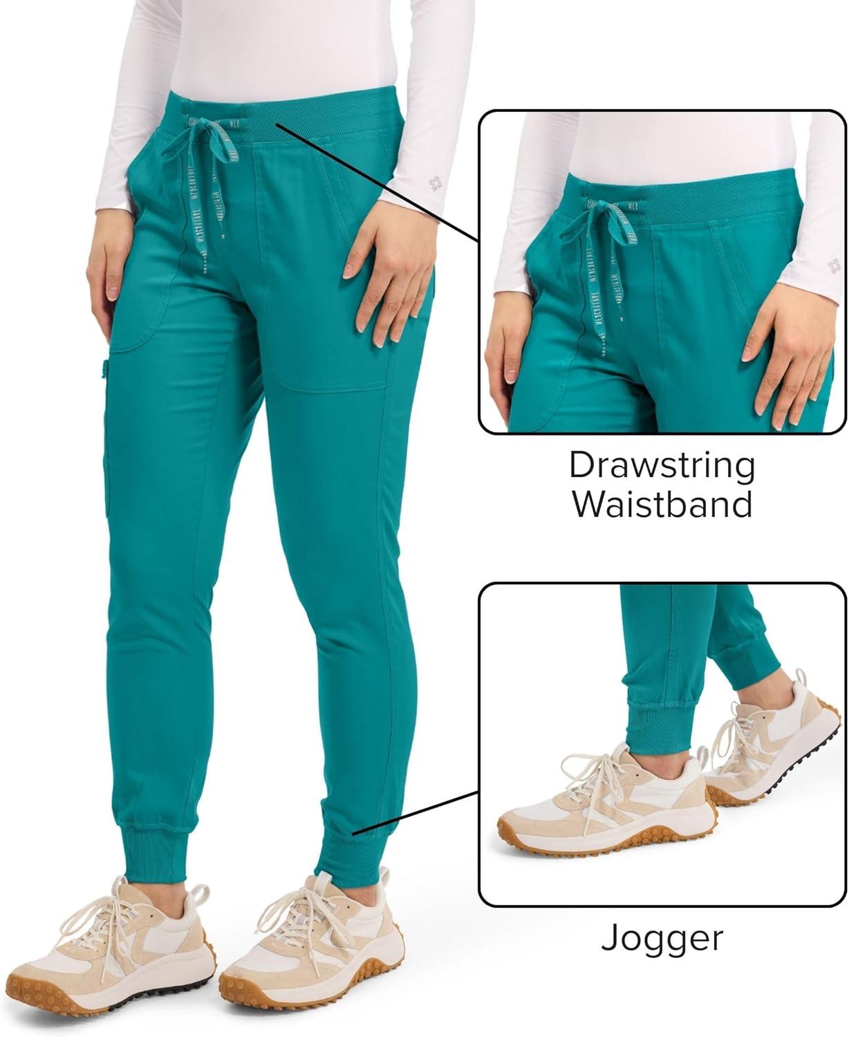 imageMed Couture Scrub Pants For Women Cargo Jogger Bottoms with 5 Pockets Lightweight Ultra Soft 2Way Stretch Fabric MC7710Teal