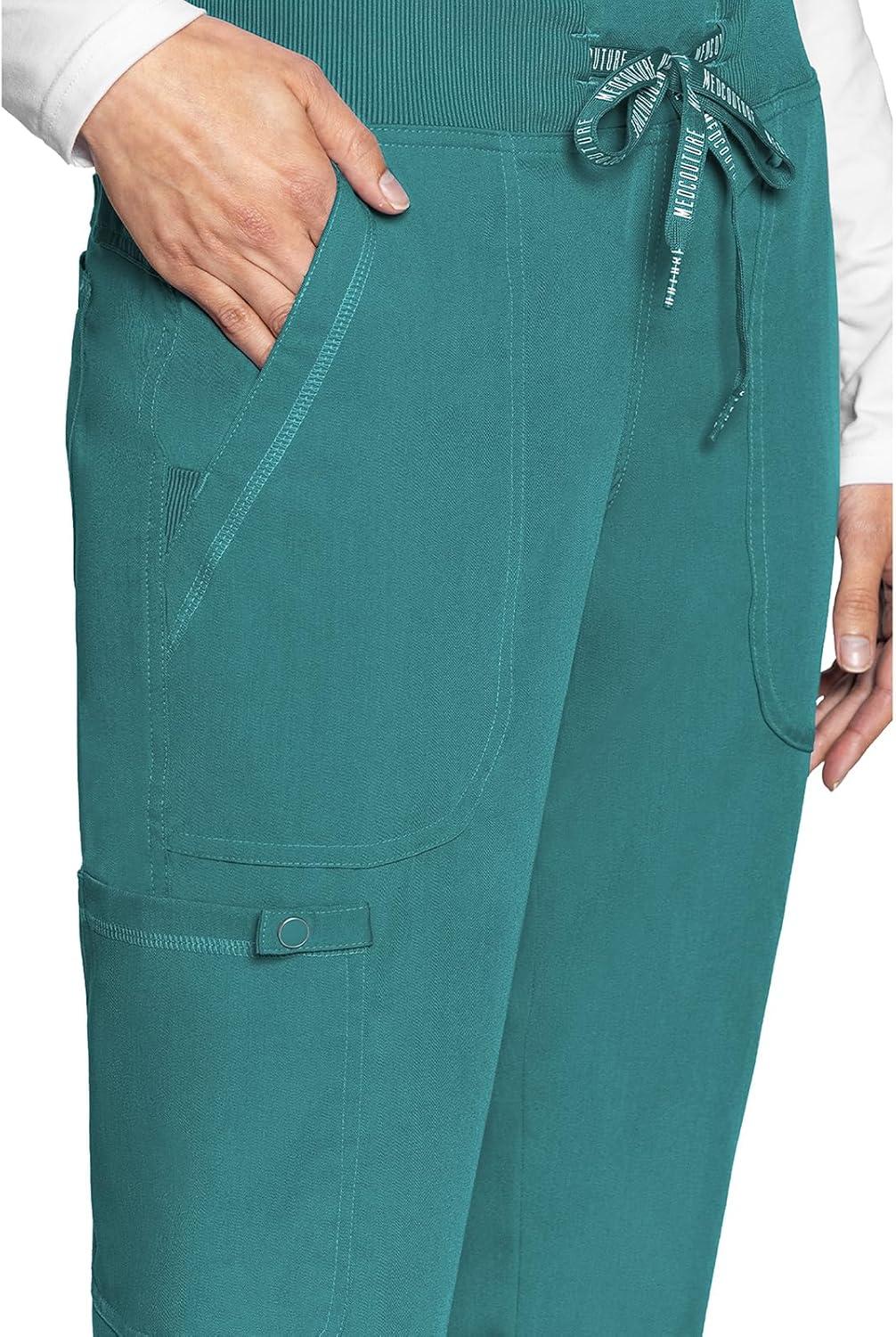 imageMed Couture Scrub Pants For Women Cargo Jogger Bottoms with 5 Pockets Lightweight Ultra Soft 2Way Stretch Fabric MC7710Teal