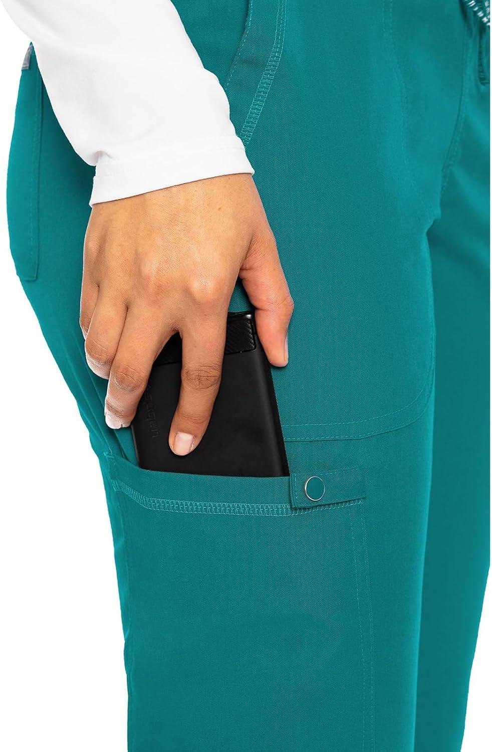imageMed Couture Scrub Pants For Women Cargo Jogger Bottoms with 5 Pockets Lightweight Ultra Soft 2Way Stretch Fabric MC7710Teal