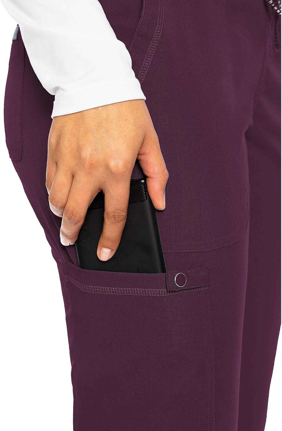 imageMed Couture Scrub Pants For Women Cargo Jogger Bottoms with 5 Pockets Lightweight Ultra Soft 2Way Stretch Fabric MC7710Wine