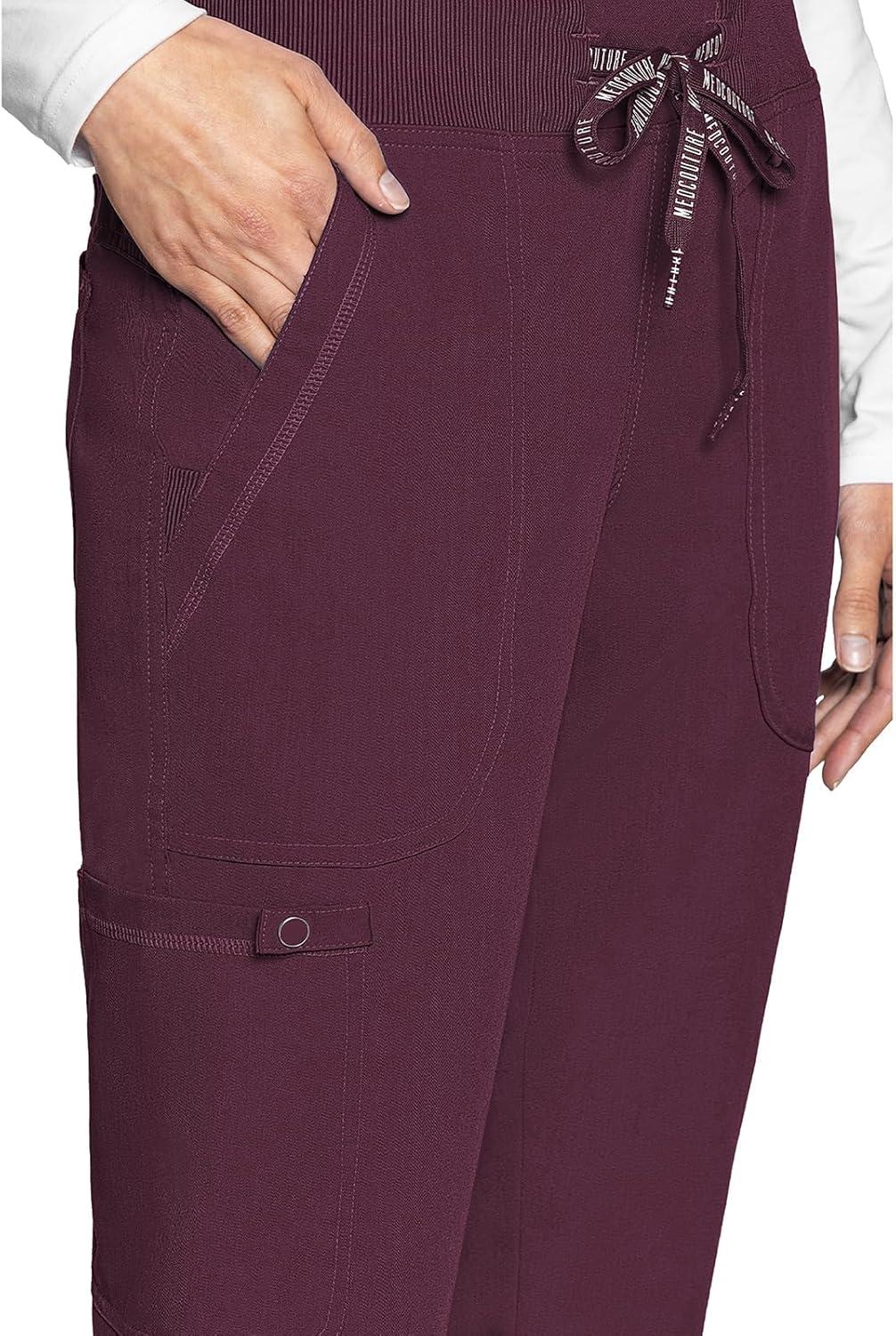 imageMed Couture Scrub Pants For Women Cargo Jogger Bottoms with 5 Pockets Lightweight Ultra Soft 2Way Stretch Fabric MC7710Wine