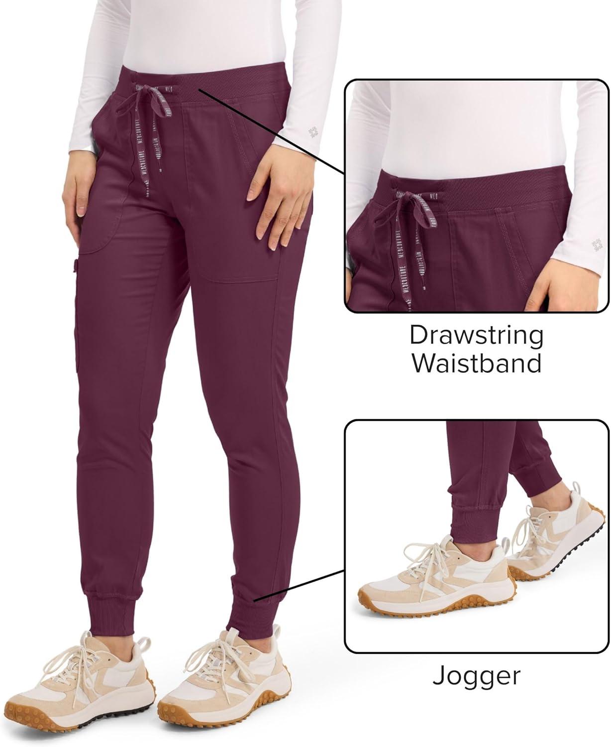 imageMed Couture Scrub Pants For Women Cargo Jogger Bottoms with 5 Pockets Lightweight Ultra Soft 2Way Stretch Fabric MC7710Wine
