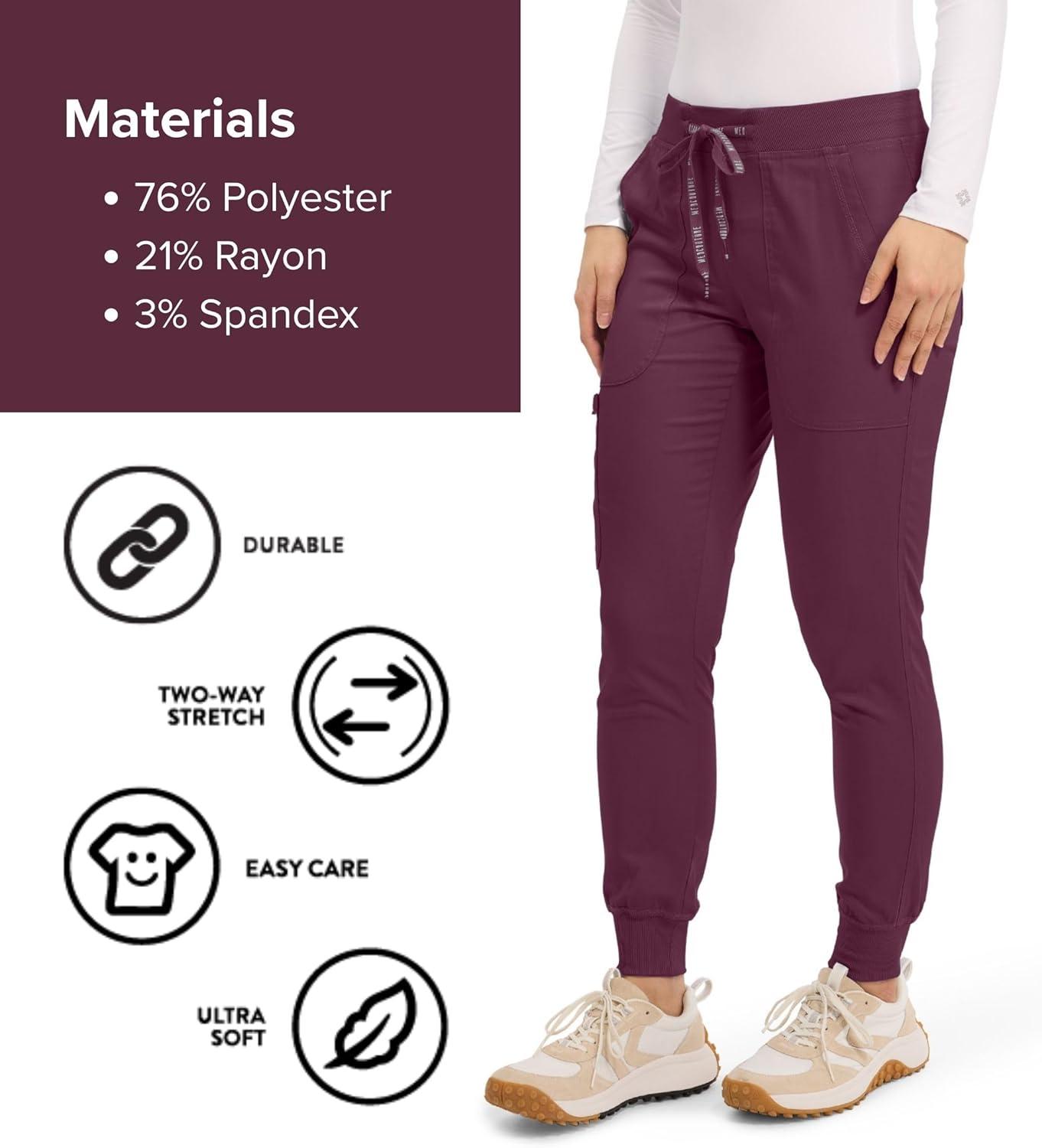 imageMed Couture Scrub Pants For Women Cargo Jogger Bottoms with 5 Pockets Lightweight Ultra Soft 2Way Stretch Fabric MC7710Wine