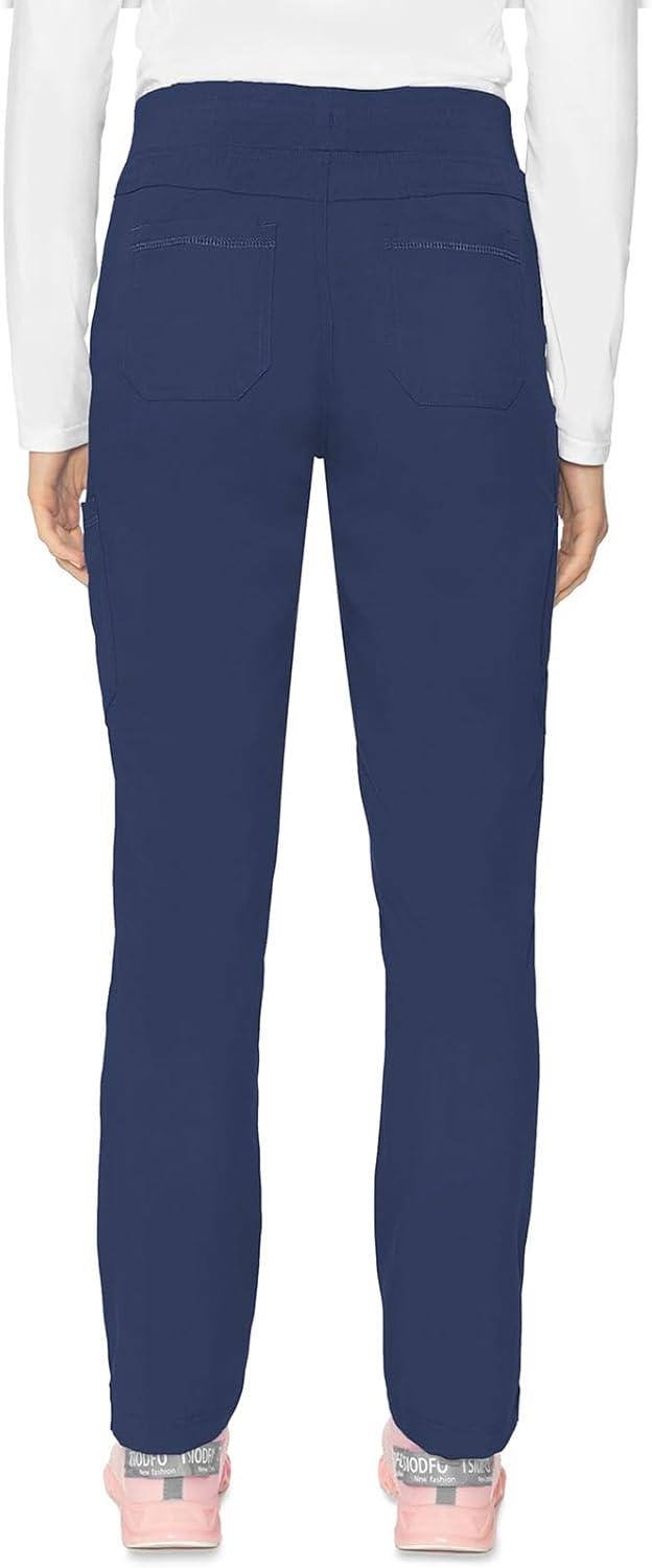 imageMed Couture Scrub Pants for Women Jersey Waist Yoga Bottoms 6 Pockets with Mid Rise Drawstring Waistband MC7725Navy