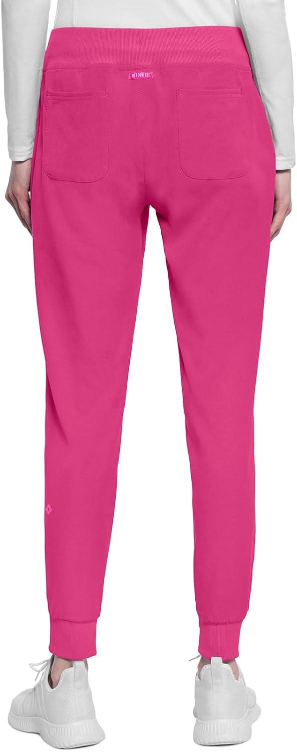 imageMed Couture Scrub Pants for Women Mid Rise Scrub Jogger with 5 Pockets RibKnit Cuffs with Drawstring Waistband MC102Pink Power