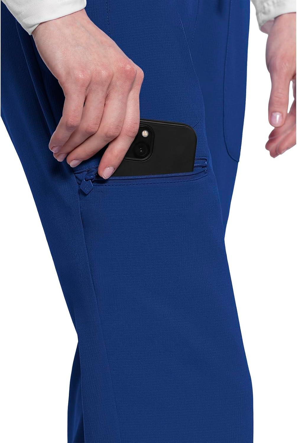 imageMed Couture Scrub Pants for Women Mid Rise Scrub Jogger with 5 Pockets RibKnit Cuffs with Drawstring Waistband MC102Royal