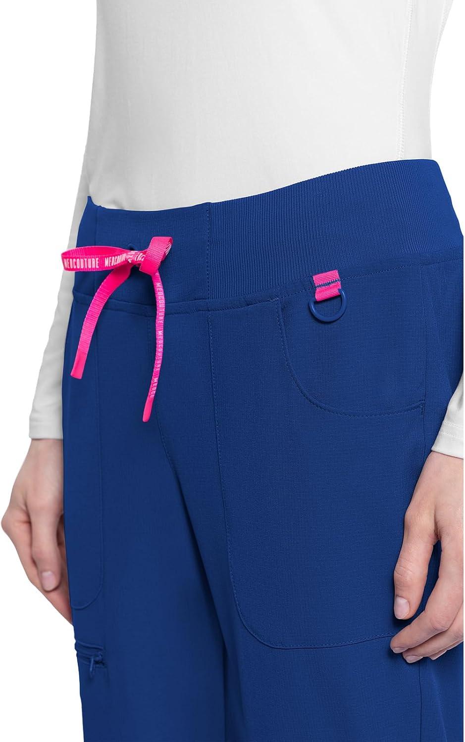 imageMed Couture Scrub Pants for Women Mid Rise Scrub Jogger with 5 Pockets RibKnit Cuffs with Drawstring Waistband MC102Royal