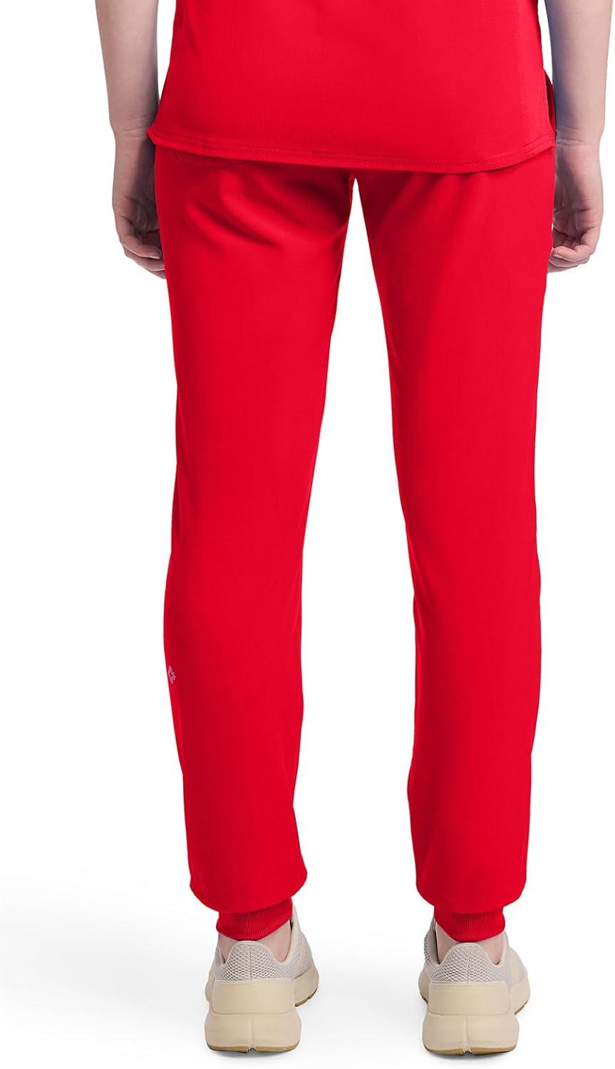 imageMed Couture Scrub Pants for Women Mid Rise Scrub Jogger with 5 Pockets RibKnit Cuffs with Drawstring Waistband MC102Solar Flare