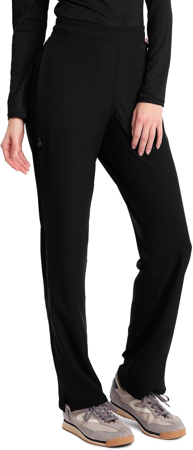 imageMed Couture Scrub Pants for Women Straight Leg PullOn Pant with 4 Pockets Moisture Wicking amp 360 Stretch MC103Black