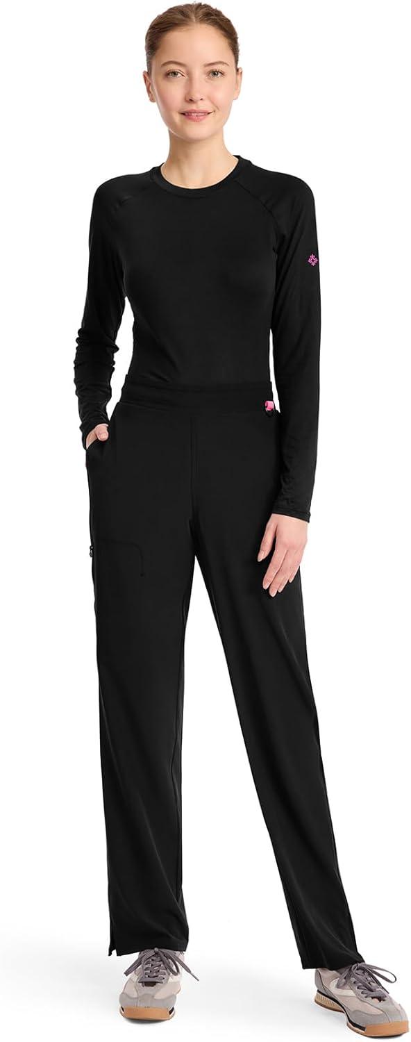 imageMed Couture Scrub Pants for Women Straight Leg PullOn Pant with 4 Pockets Moisture Wicking amp 360 Stretch MC103Black
