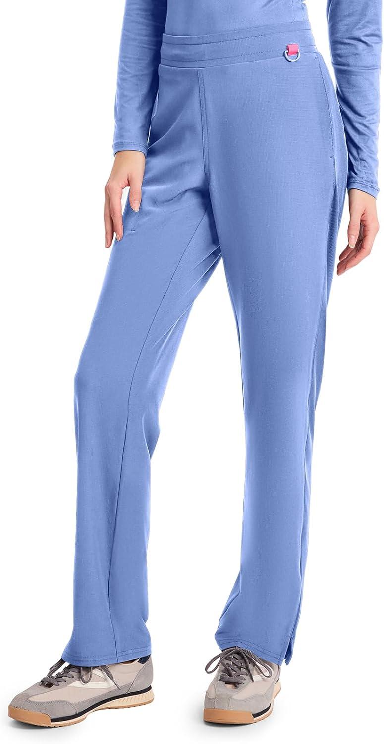 imageMed Couture Scrub Pants for Women Straight Leg PullOn Pant with 4 Pockets Moisture Wicking amp 360 Stretch MC103Ciel