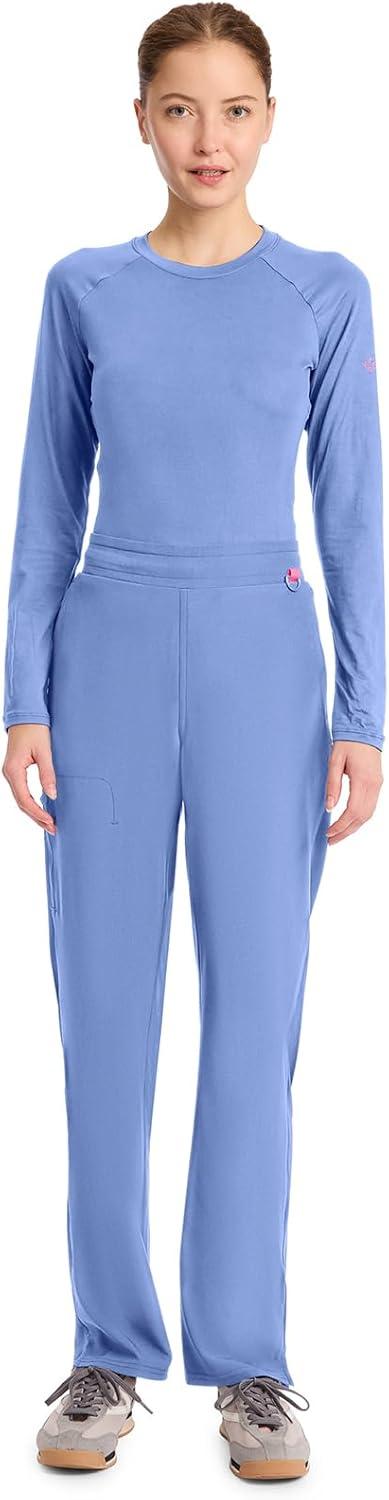 imageMed Couture Scrub Pants for Women Straight Leg PullOn Pant with 4 Pockets Moisture Wicking amp 360 Stretch MC103Ciel