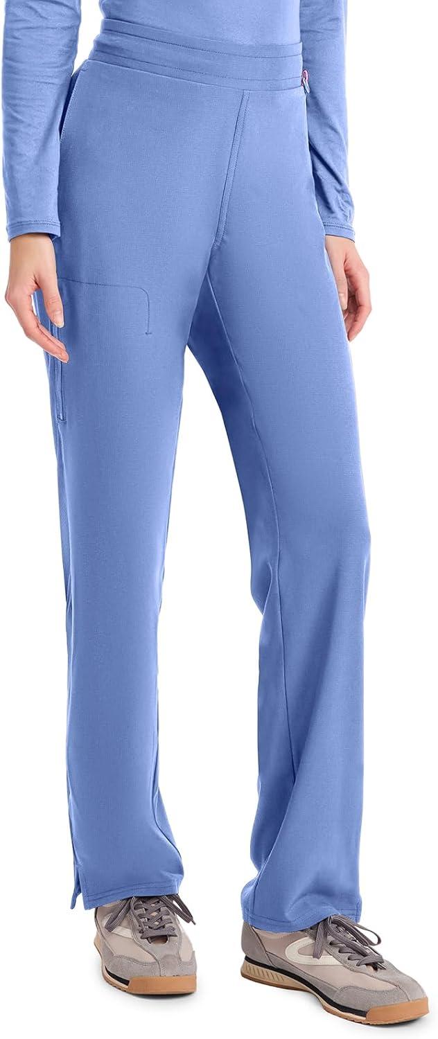 imageMed Couture Scrub Pants for Women Straight Leg PullOn Pant with 4 Pockets Moisture Wicking amp 360 Stretch MC103Ciel