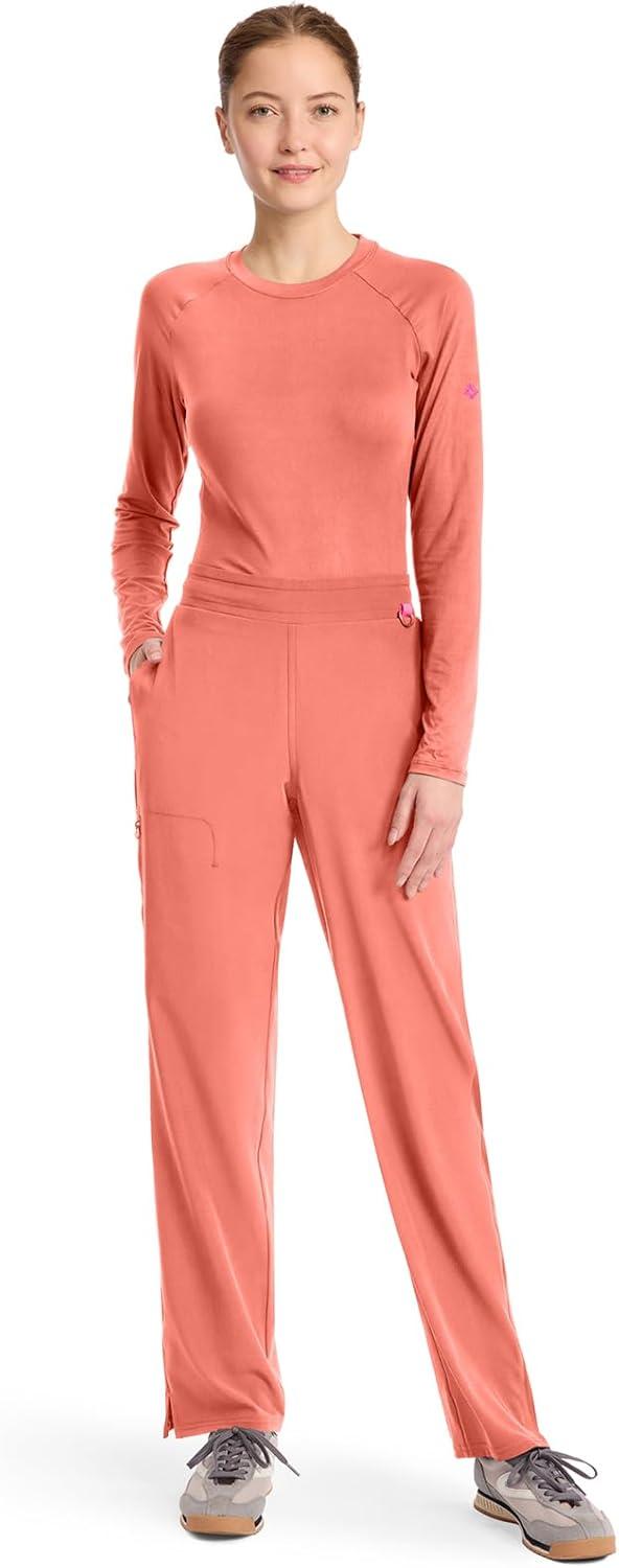 imageMed Couture Scrub Pants for Women Straight Leg PullOn Pant with 4 Pockets Moisture Wicking amp 360 Stretch MC103Coral Fusion