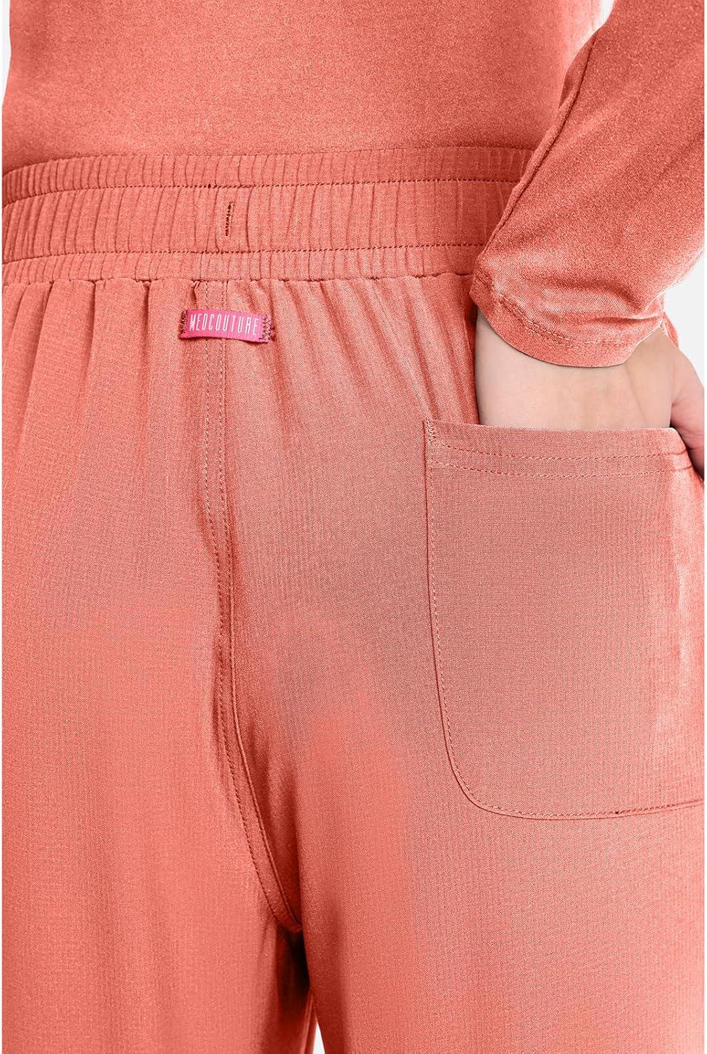 imageMed Couture Scrub Pants for Women Straight Leg PullOn Pant with 4 Pockets Moisture Wicking amp 360 Stretch MC103Coral Fusion