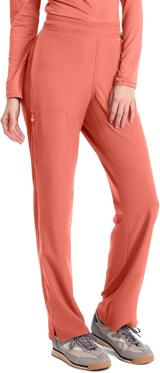 imageMed Couture Scrub Pants for Women Straight Leg PullOn Pant with 4 Pockets Moisture Wicking amp 360 Stretch MC103Coral Fusion