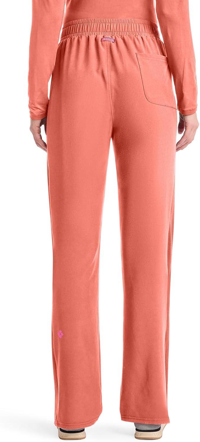 imageMed Couture Scrub Pants for Women Straight Leg PullOn Pant with 4 Pockets Moisture Wicking amp 360 Stretch MC103Coral Fusion