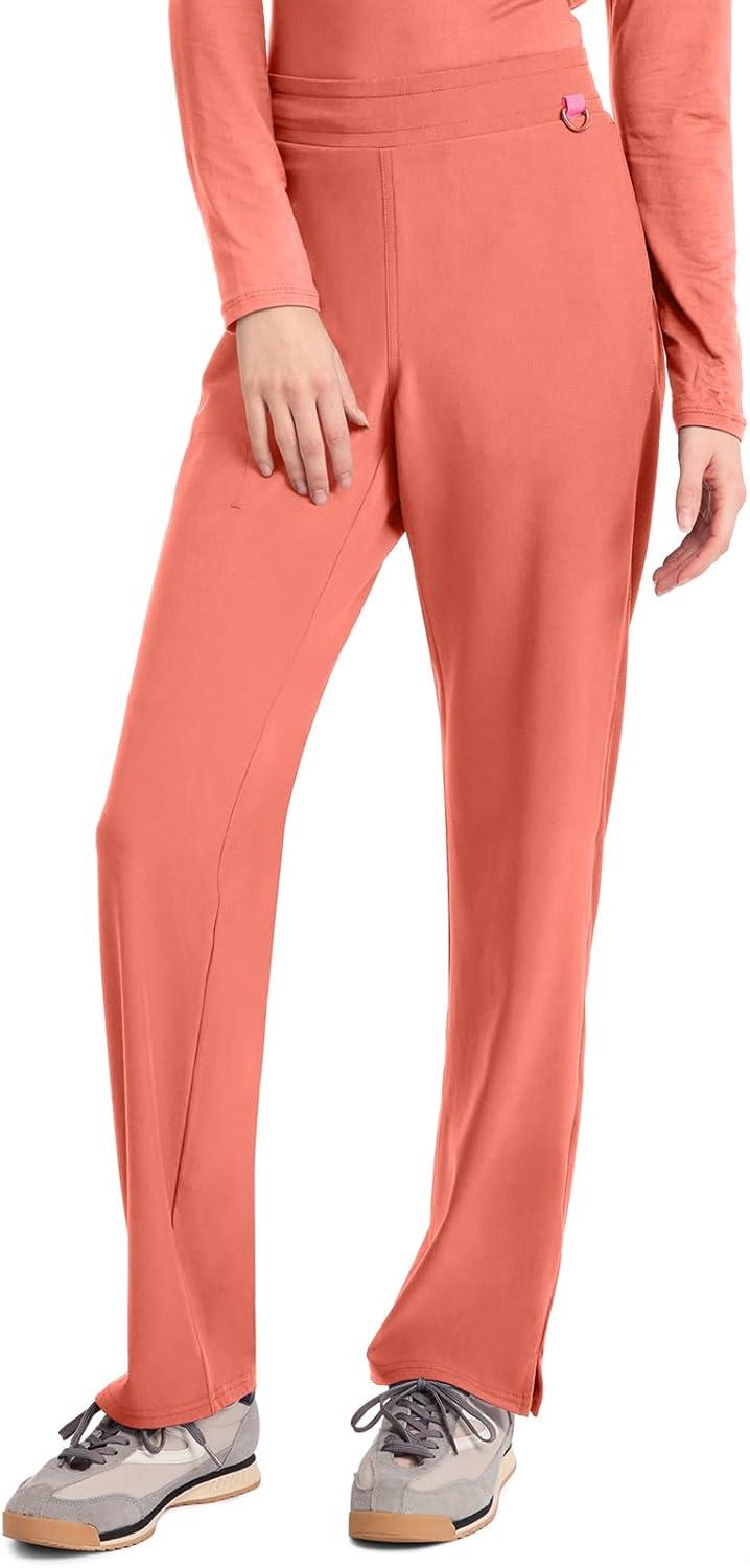 imageMed Couture Scrub Pants for Women Straight Leg PullOn Pant with 4 Pockets Moisture Wicking amp 360 Stretch MC103Coral Fusion