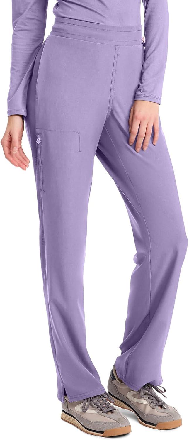 imageMed Couture Scrub Pants for Women Straight Leg PullOn Pant with 4 Pockets Moisture Wicking amp 360 Stretch MC103Digital Lavender