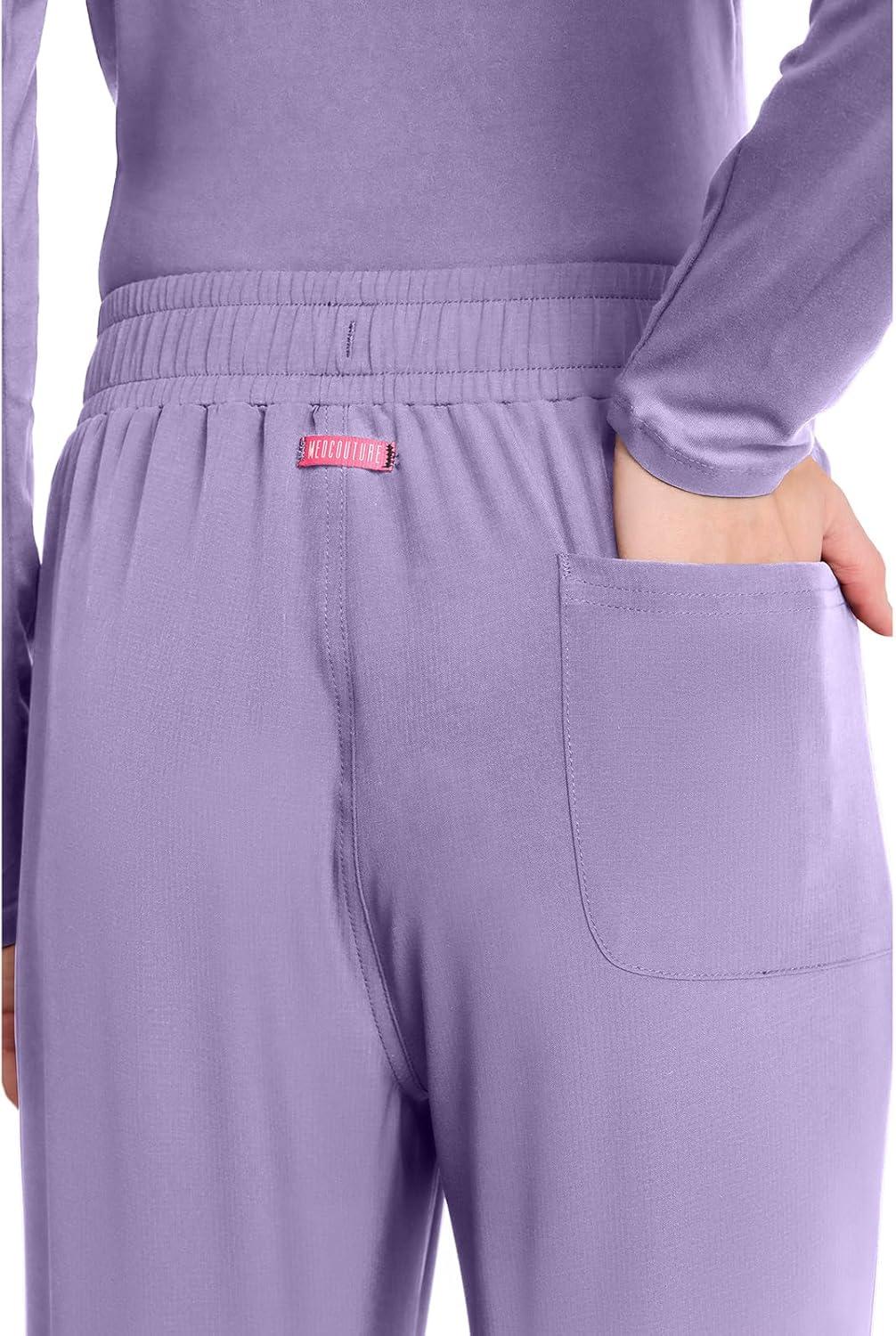 imageMed Couture Scrub Pants for Women Straight Leg PullOn Pant with 4 Pockets Moisture Wicking amp 360 Stretch MC103Digital Lavender