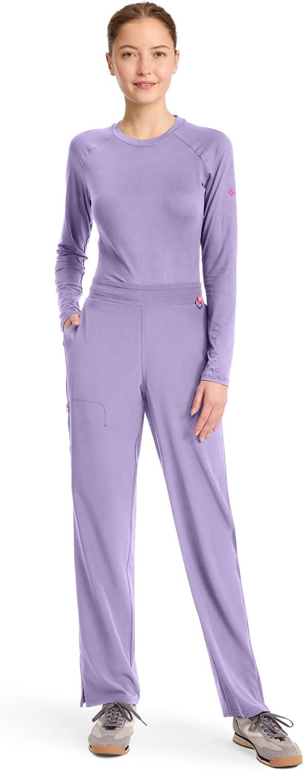 imageMed Couture Scrub Pants for Women Straight Leg PullOn Pant with 4 Pockets Moisture Wicking amp 360 Stretch MC103Digital Lavender