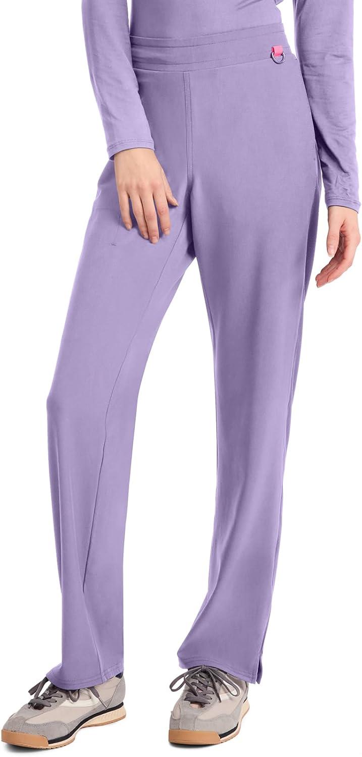 imageMed Couture Scrub Pants for Women Straight Leg PullOn Pant with 4 Pockets Moisture Wicking amp 360 Stretch MC103Digital Lavender