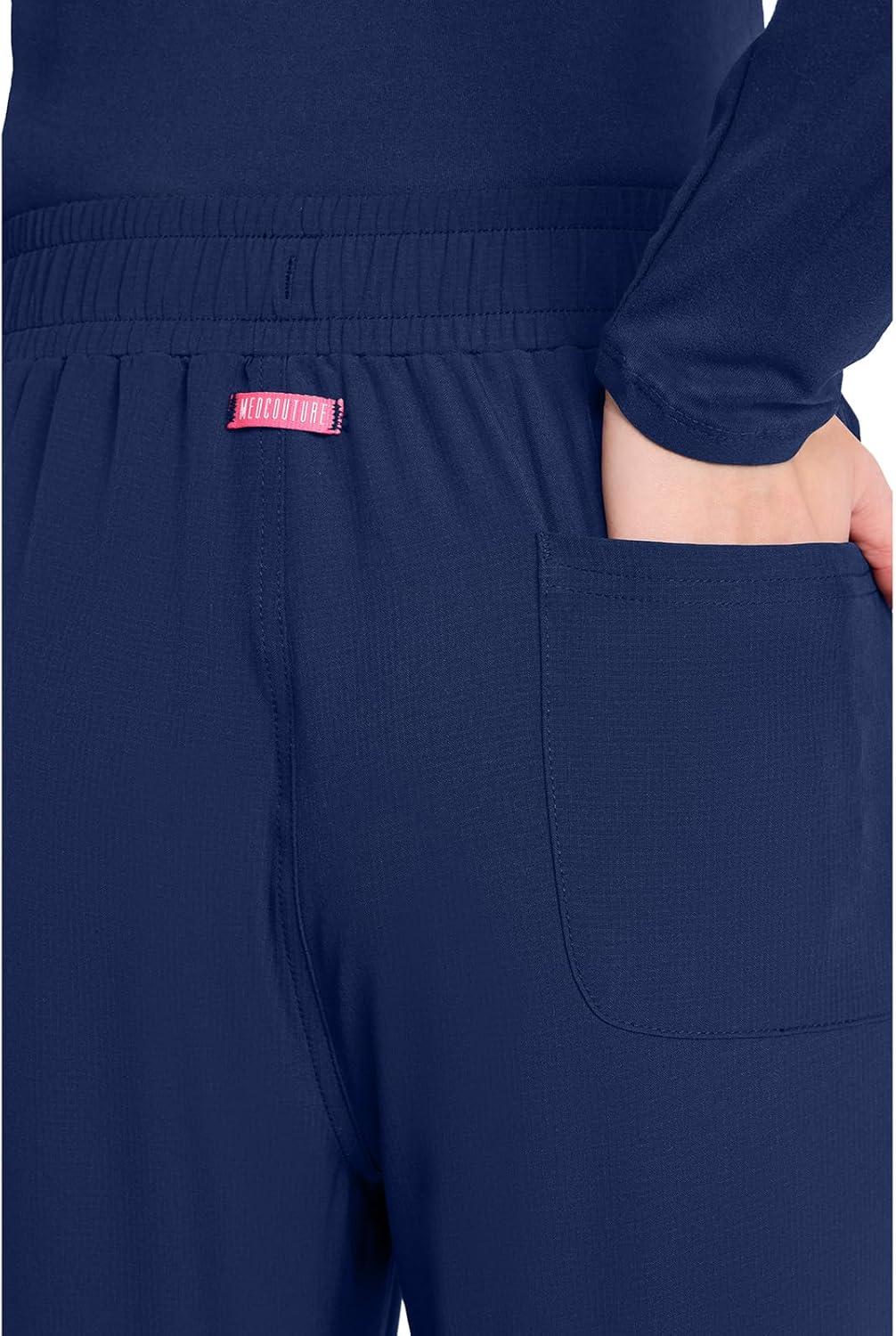 imageMed Couture Scrub Pants for Women Straight Leg PullOn Pant with 4 Pockets Moisture Wicking amp 360 Stretch MC103Navy