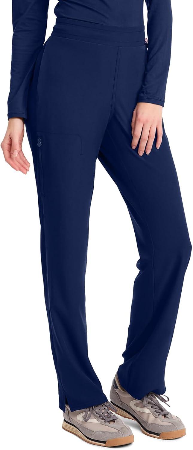 imageMed Couture Scrub Pants for Women Straight Leg PullOn Pant with 4 Pockets Moisture Wicking amp 360 Stretch MC103Navy