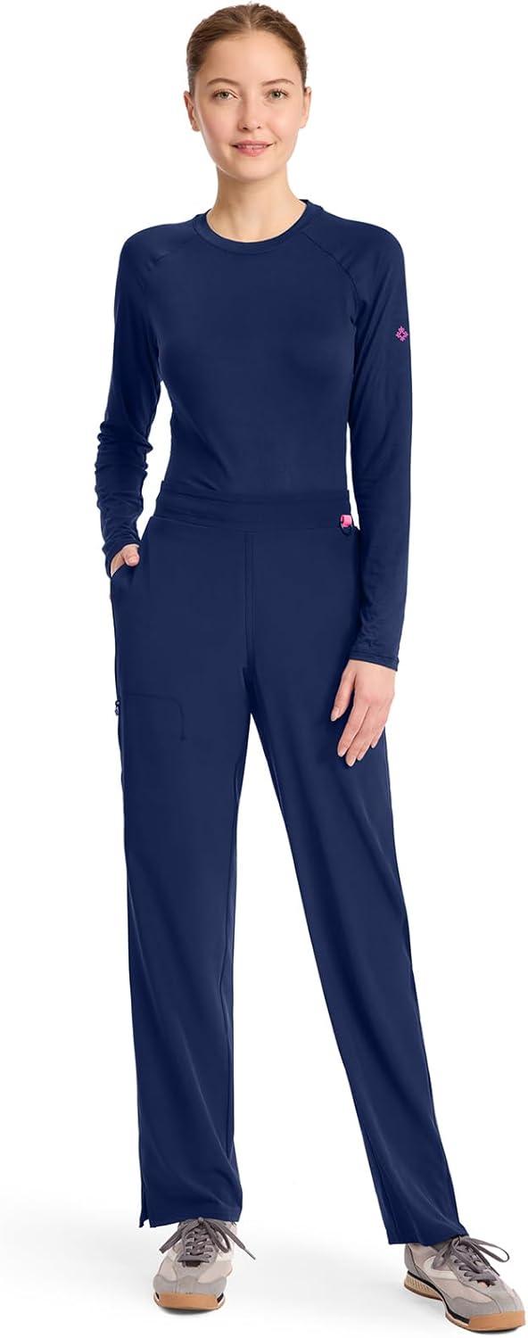 imageMed Couture Scrub Pants for Women Straight Leg PullOn Pant with 4 Pockets Moisture Wicking amp 360 Stretch MC103Navy
