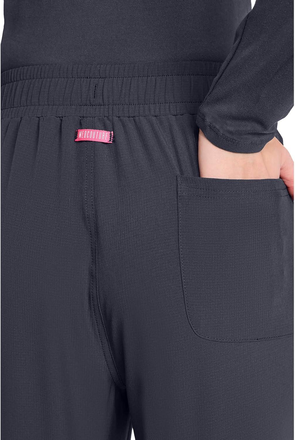 imageMed Couture Scrub Pants for Women Straight Leg PullOn Pant with 4 Pockets Moisture Wicking amp 360 Stretch MC103Pewter
