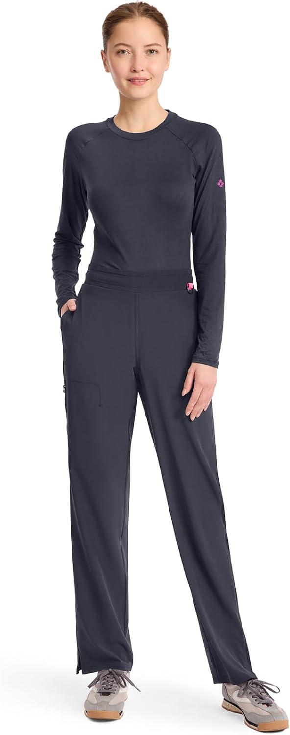 imageMed Couture Scrub Pants for Women Straight Leg PullOn Pant with 4 Pockets Moisture Wicking amp 360 Stretch MC103Pewter