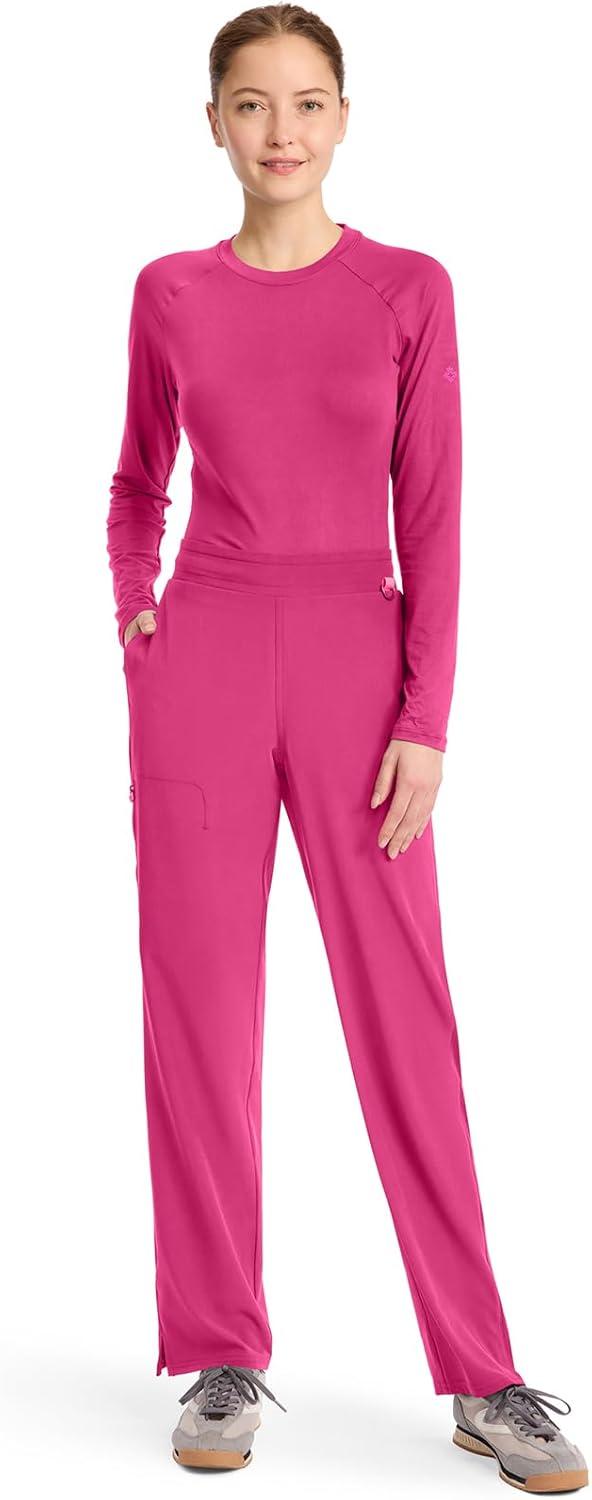 imageMed Couture Scrub Pants for Women Straight Leg PullOn Pant with 4 Pockets Moisture Wicking amp 360 Stretch MC103Pink Power